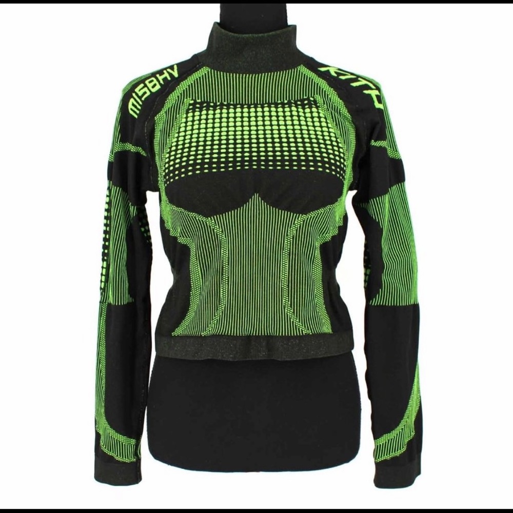 KITH X MSBHV NEON GREEN LONG SLEEVE ACTIVE CROP TOP L